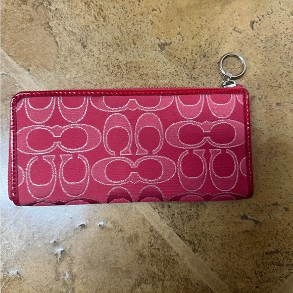 Coach Poppy Red Signature Long Wallet - Picture 2 of 5